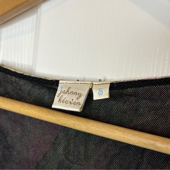 Y2K Johnny Heaven Paisley Floral Micro Mesh Baby Doll Style Blouse Sz S Fairy - Picture 6 of 7